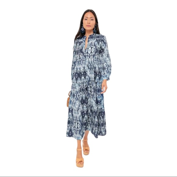 NWT Tyla Blue Rio Long Dress RO'S GARDEN Tuckernuck Blue Maxi Long Sleeve - Picture 2 of 10